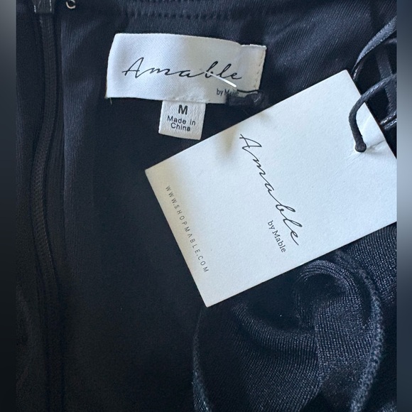 NWT Anthropologie Maeve Elegant Black Ruched Dress, medium - Picture 2 of 5